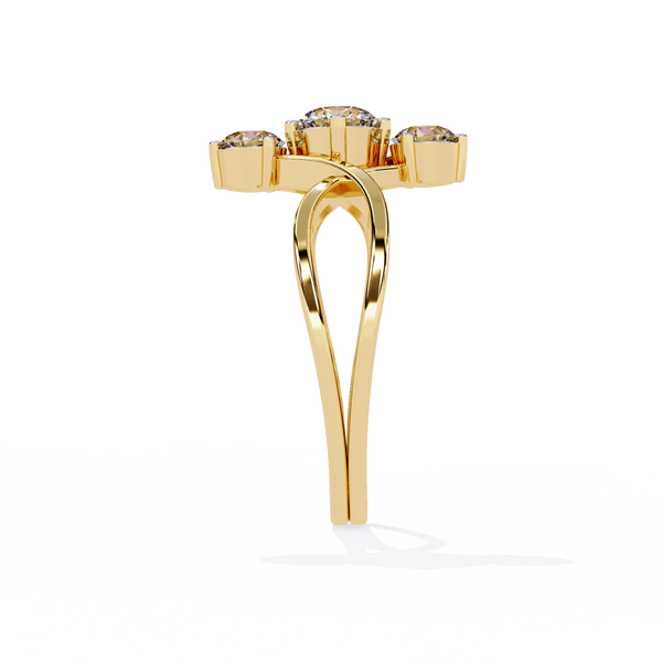 Golden Embrace Three-Stone Ring