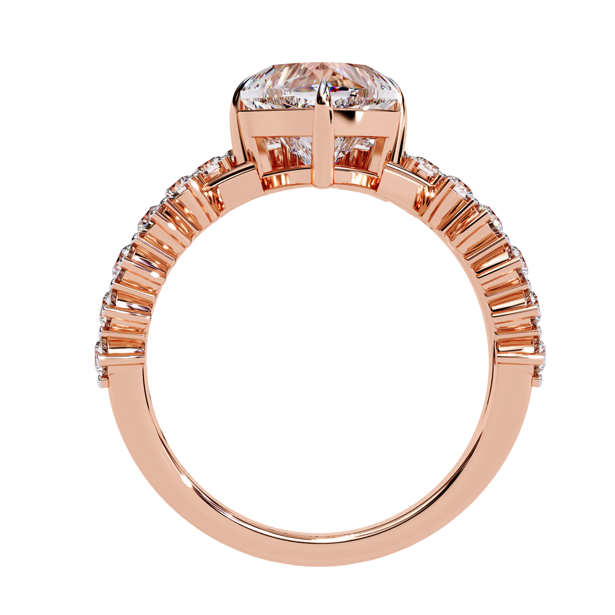 Unique Heart Crown Diamond Ring