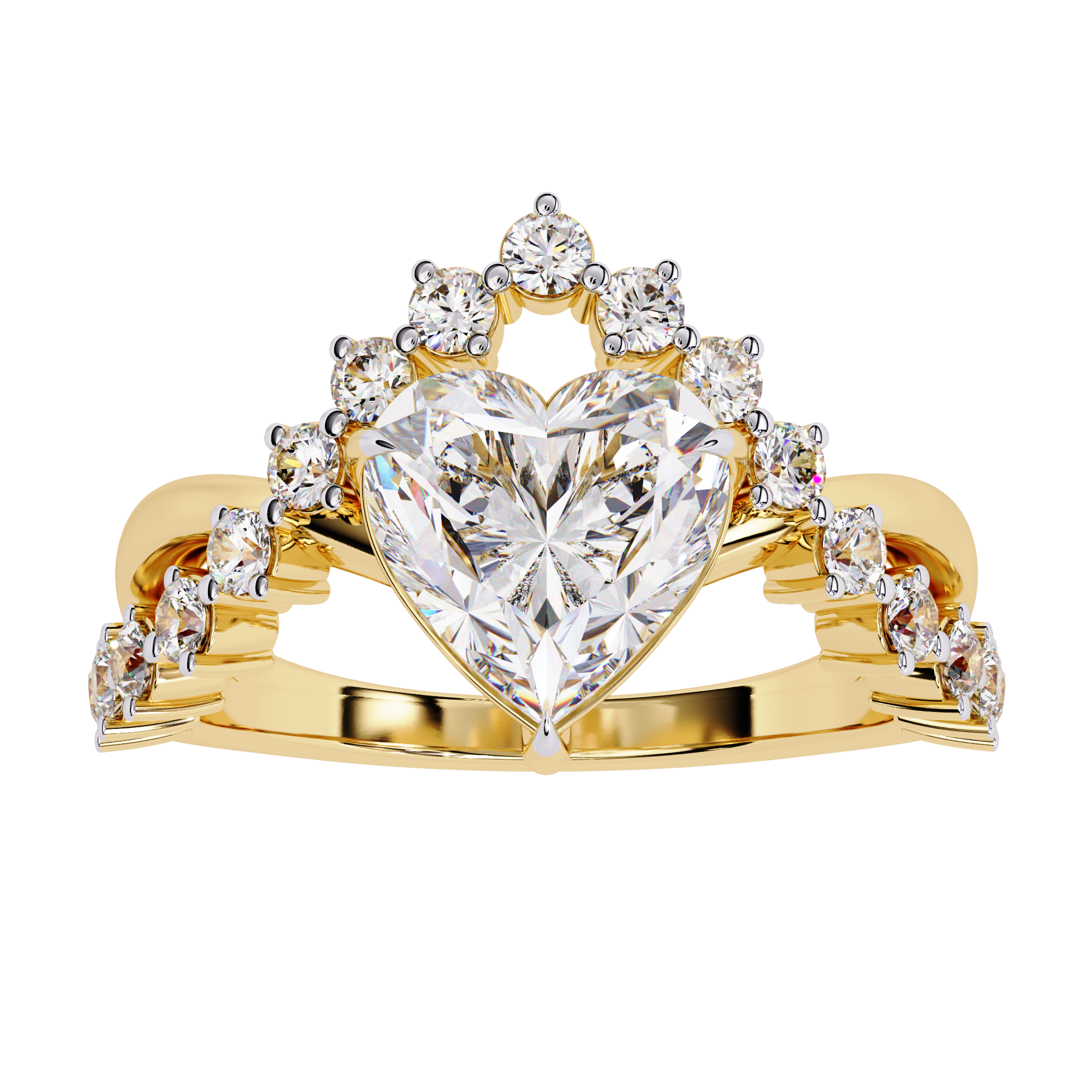 Unique Heart Crown Diamond Ring