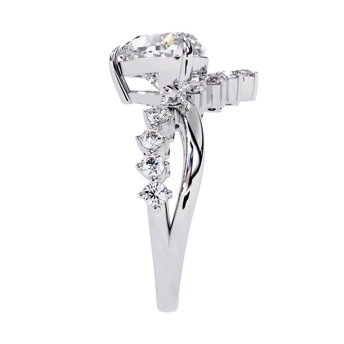Unique Heart Crown Diamond Ring
