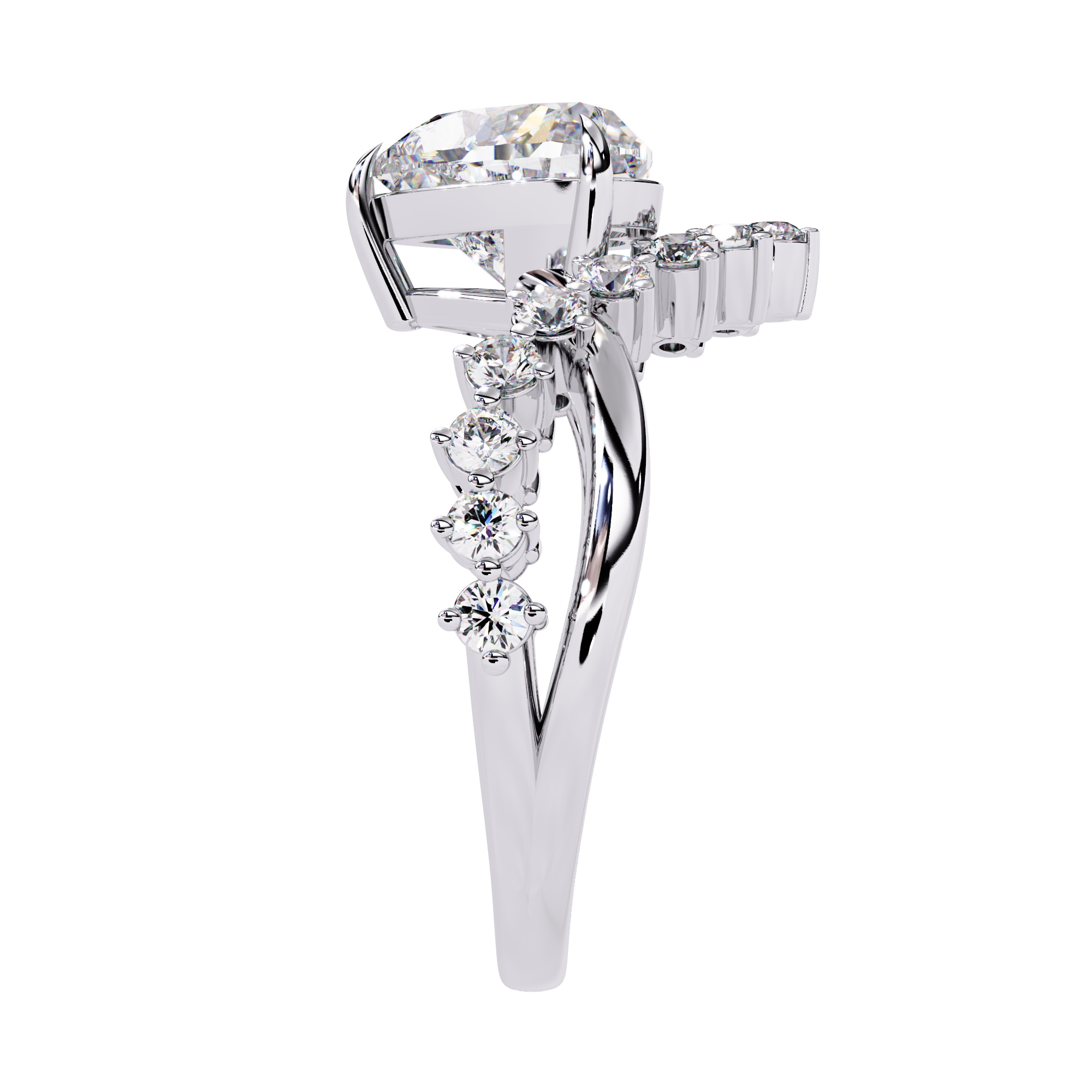 Unique Heart Crown Diamond Ring