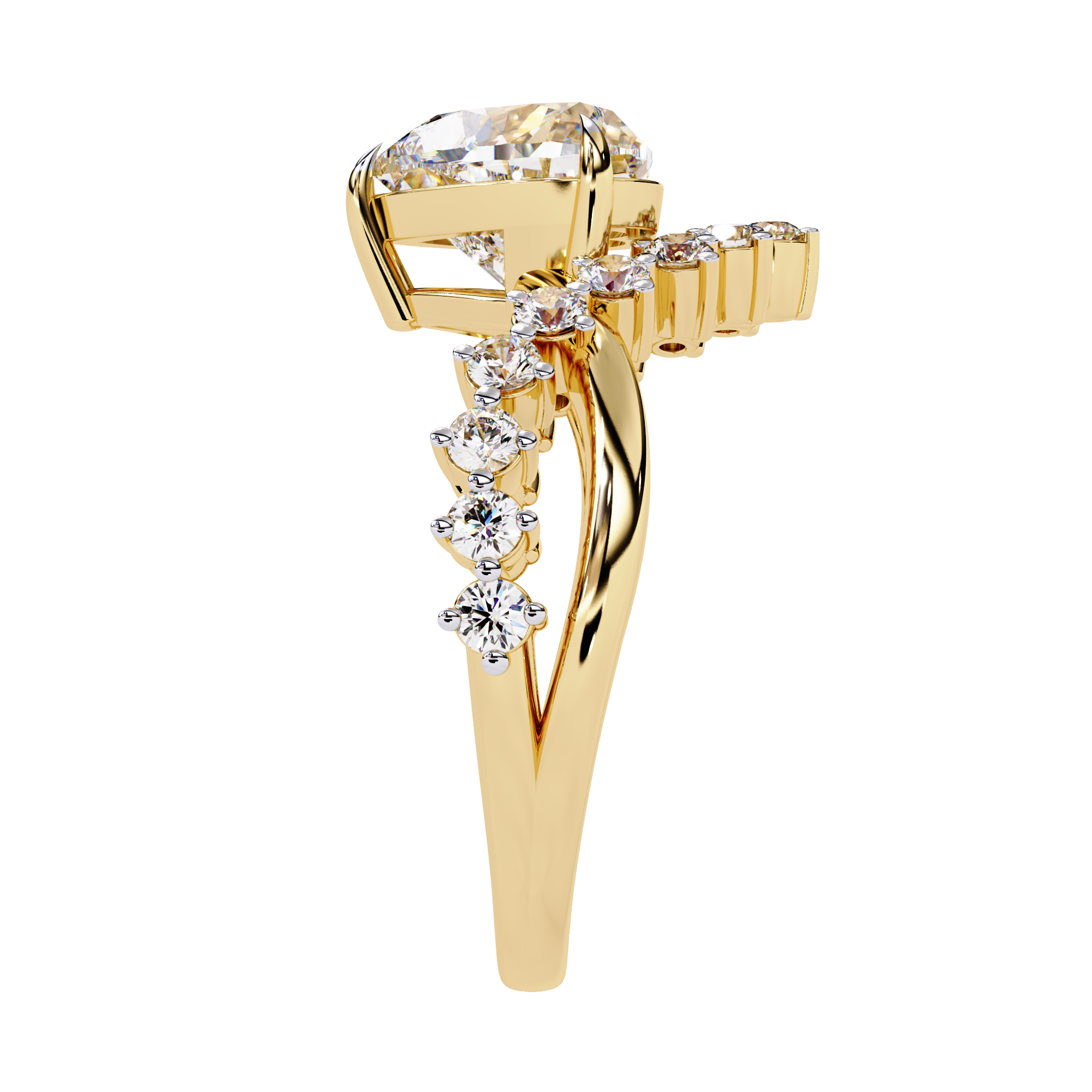 Unique Heart Crown Diamond Ring