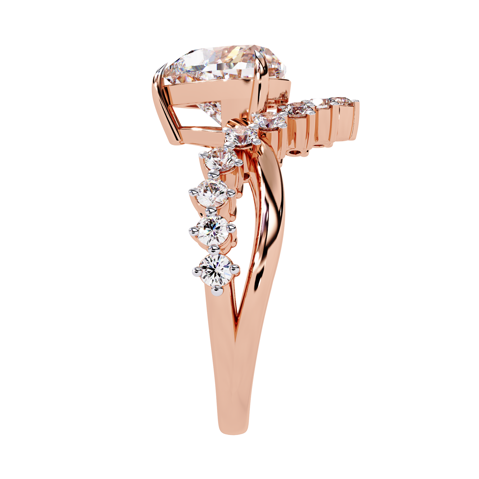 Unique Heart Crown Diamond Ring