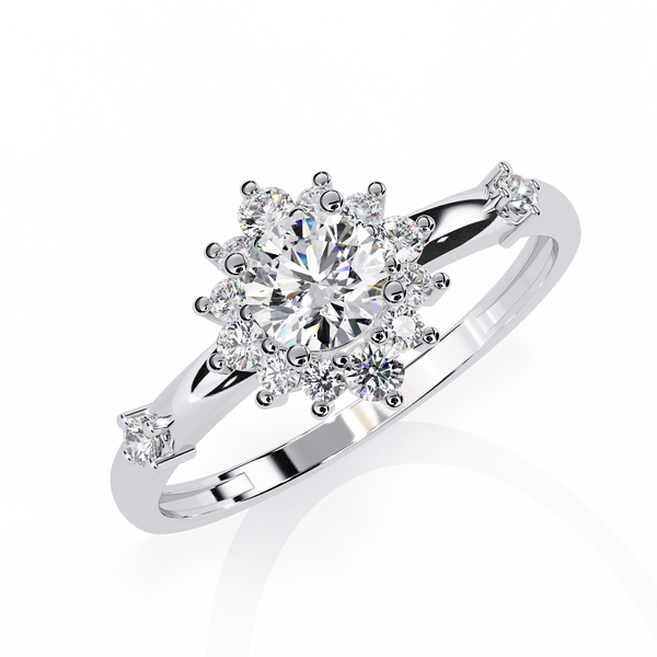 Sparkling Diamond Halo Engagement Ring