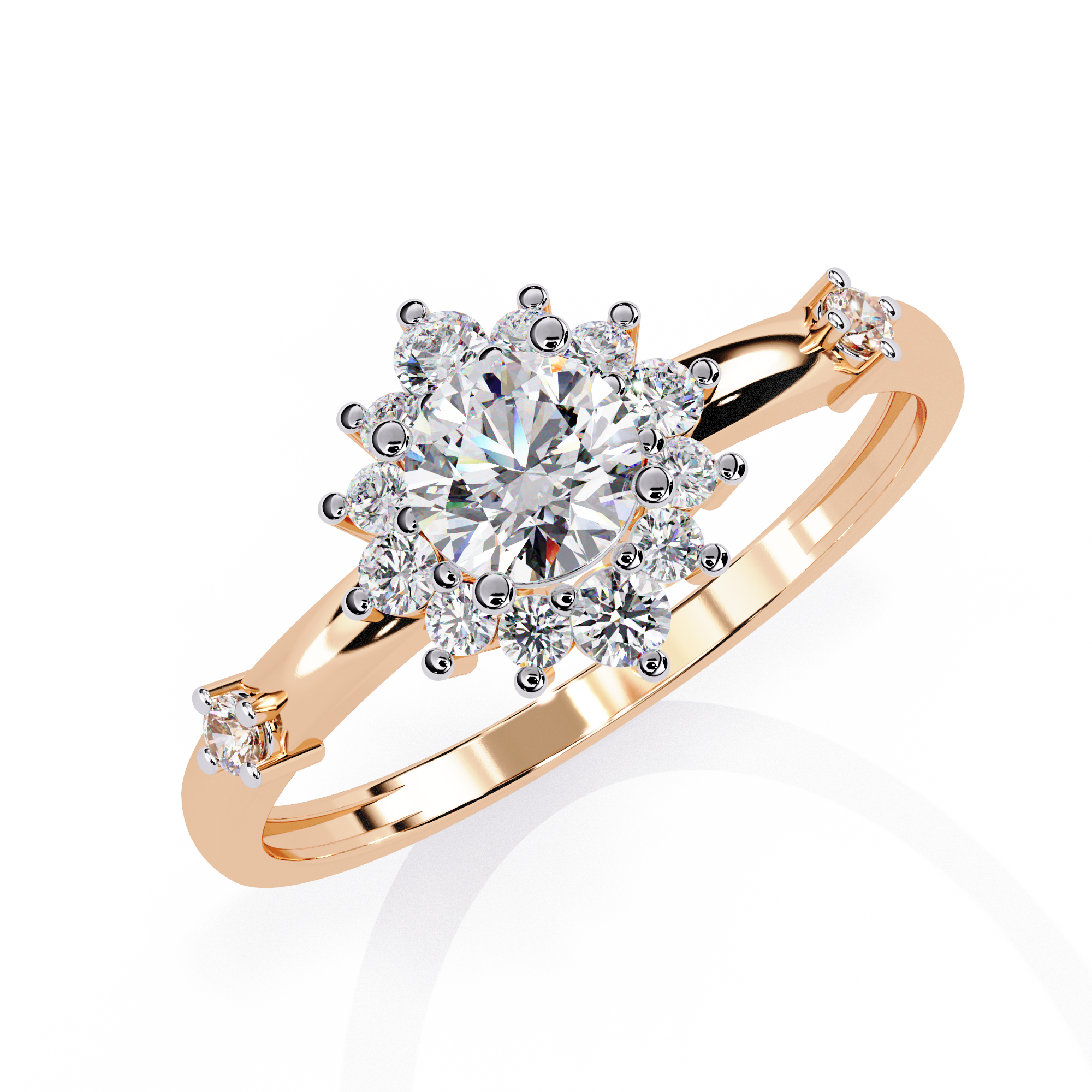 Sparkling Diamond Halo Engagement Ring