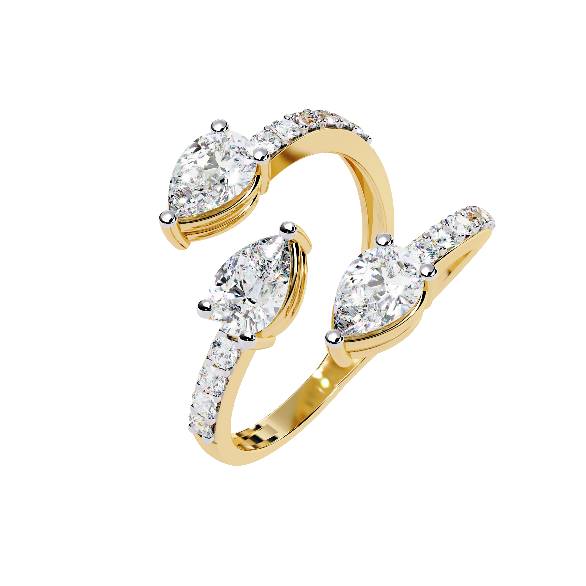 Pear and Round Diamond Twist Ring