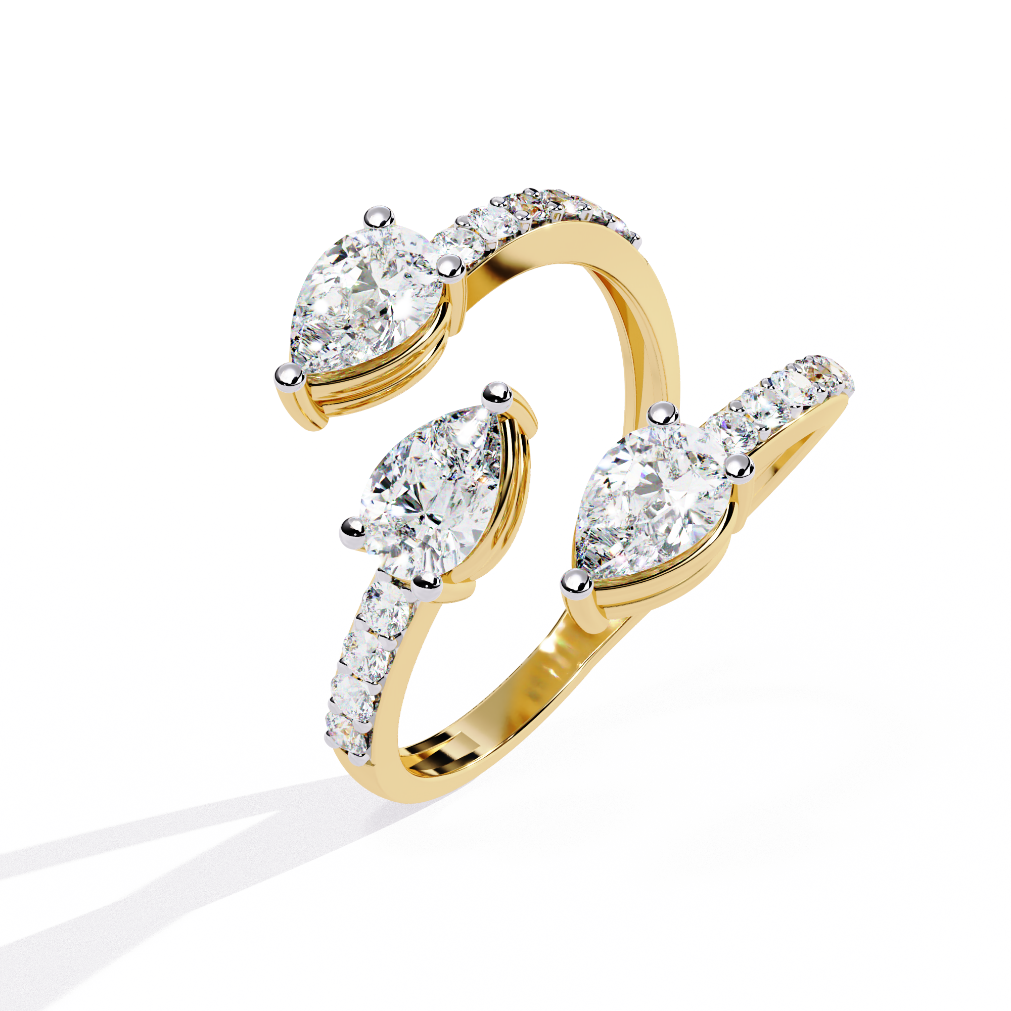 Pear and Round Diamond Twist Ring
