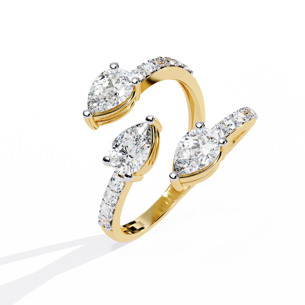 Pear and Round Diamond Twist Ring