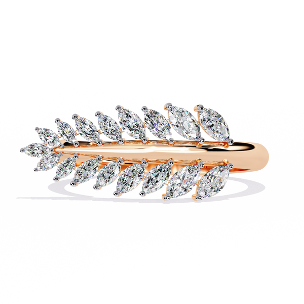 Nature Inspired Marquise Diamond Leaf Ring