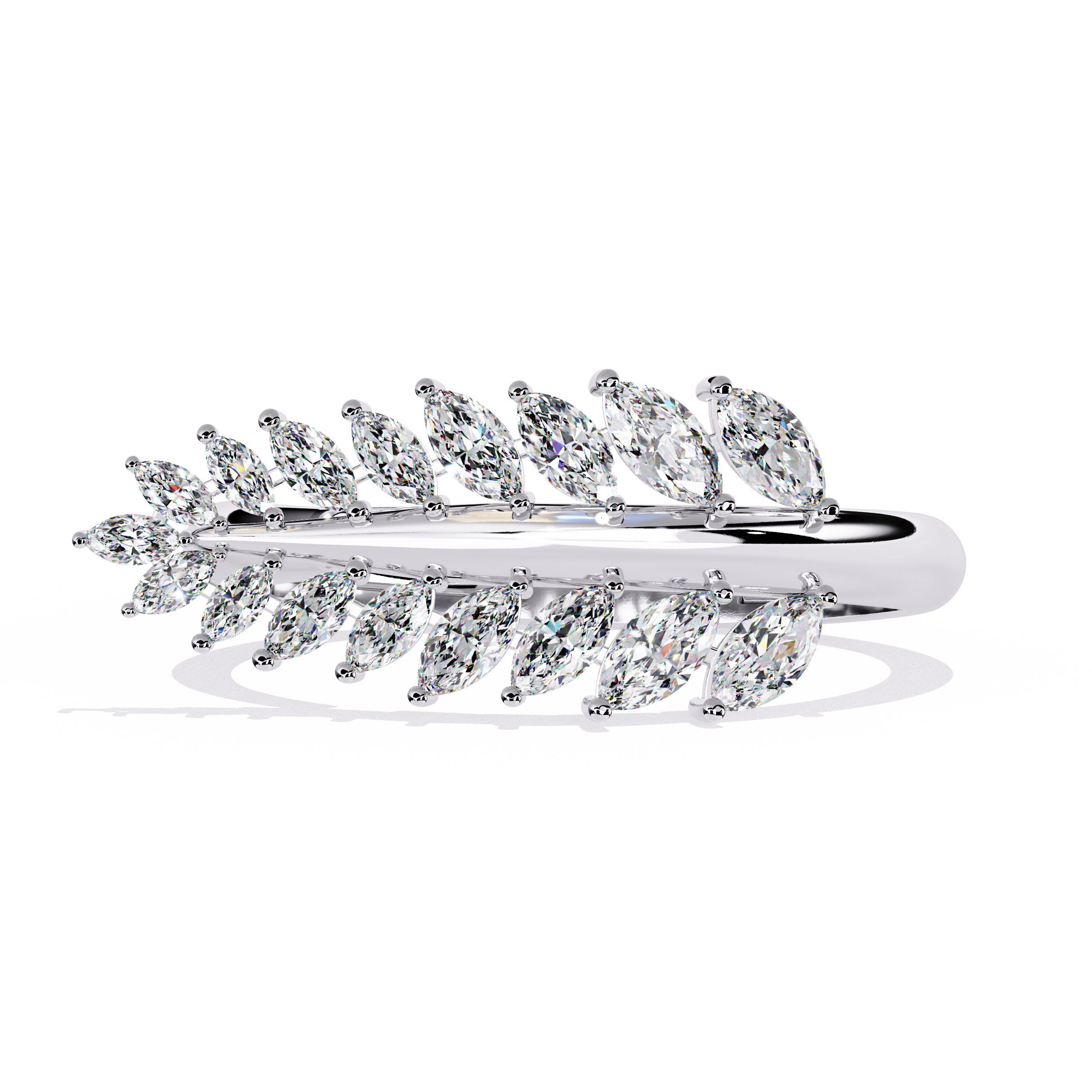 Nature Inspired Marquise Diamond Leaf Ring