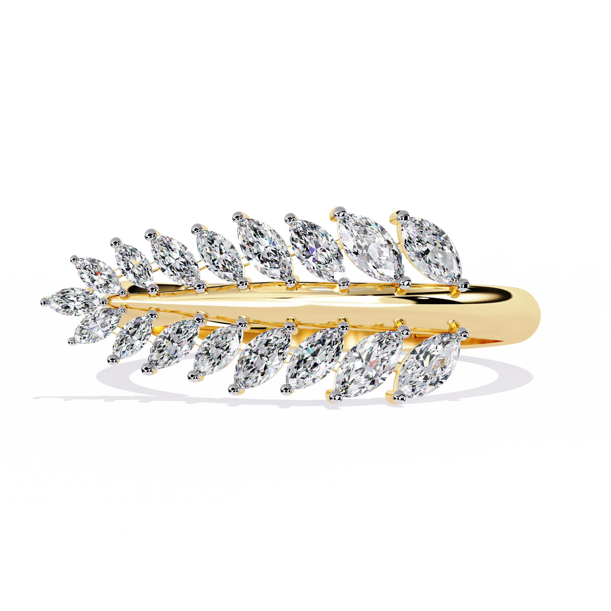 Nature Inspired Marquise Diamond Leaf Ring