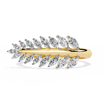 Nature Inspired Marquise Diamond Leaf Ring