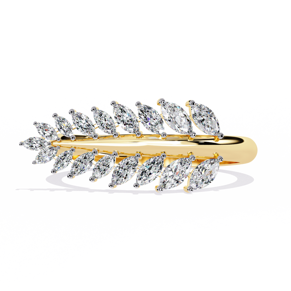 Nature Inspired Marquise Diamond Leaf Ring