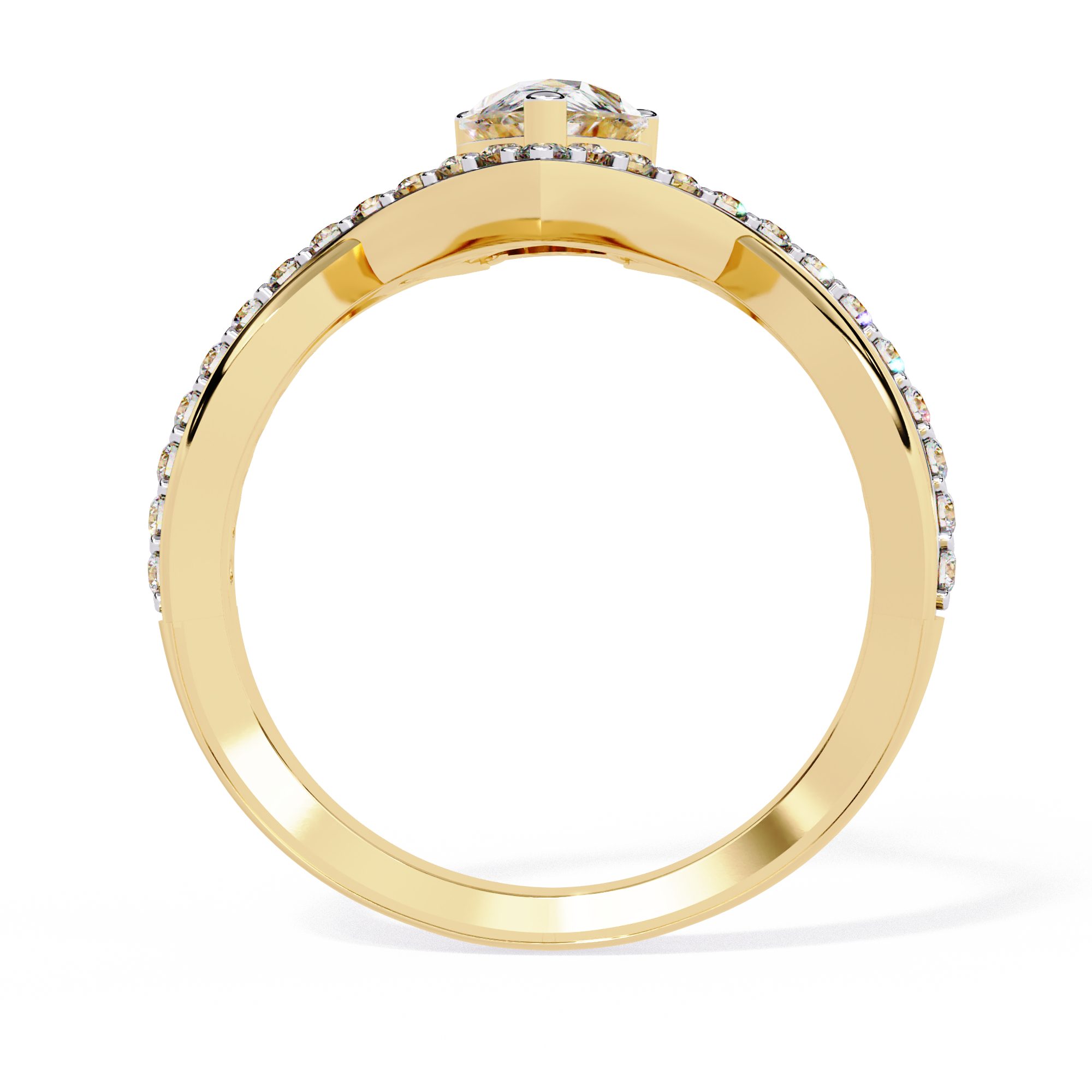 Unique V-Band Pear Shaped Diamond Ring