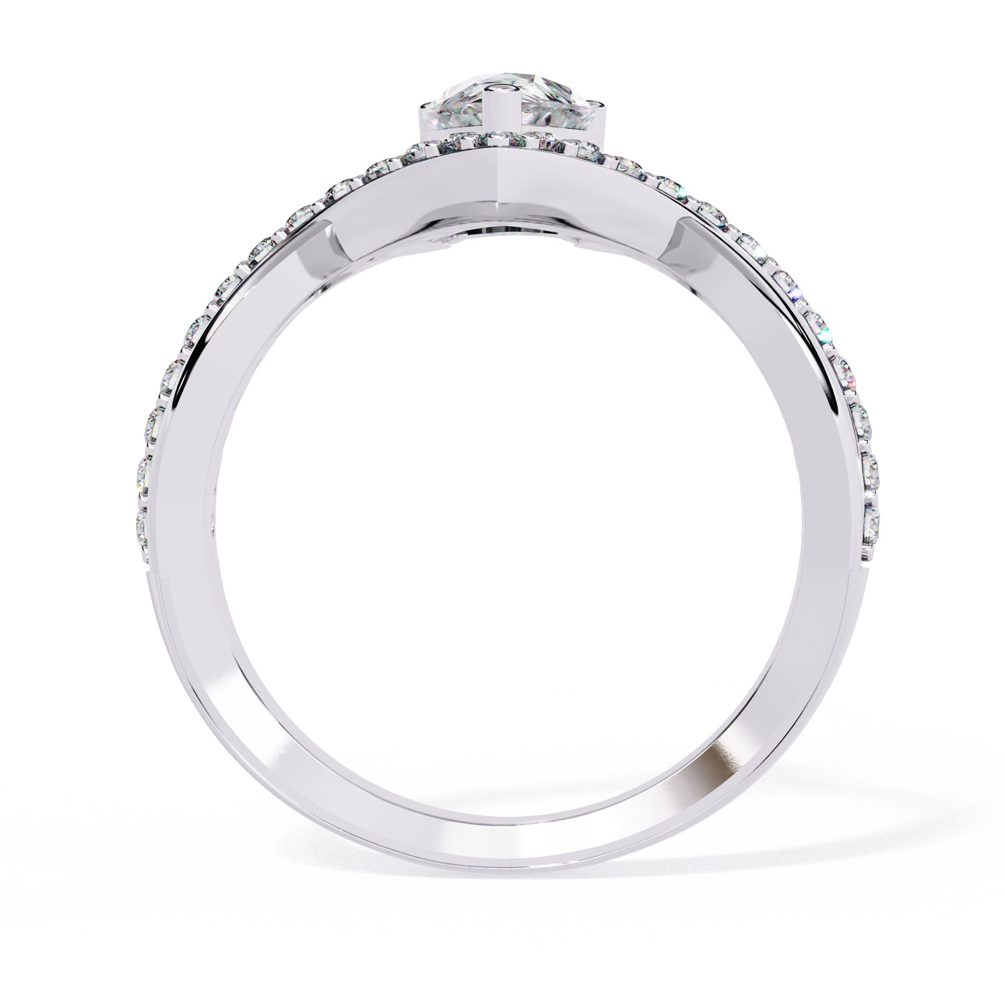 Unique V-Band Pear Shaped Diamond Ring