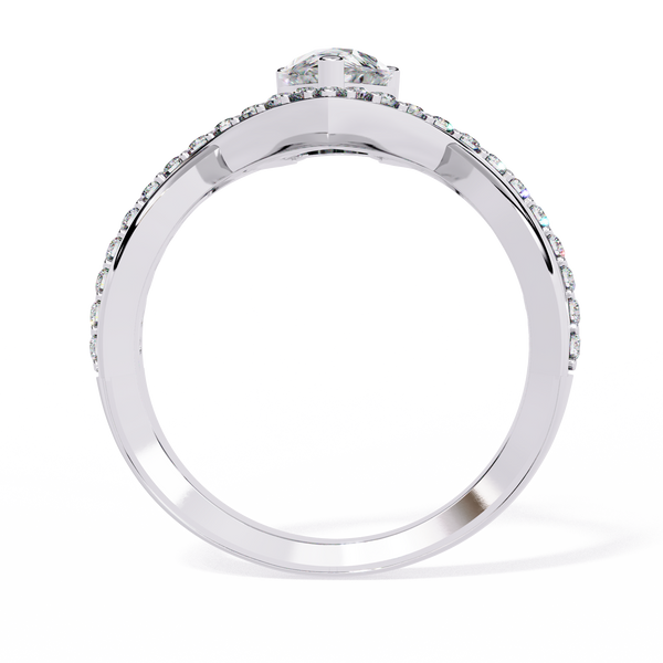 Pear-Cut Diamond Solitaire Ring with V-Band Setting