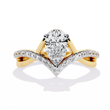 Pear-Cut Diamond Solitaire Ring with V-Band Setting