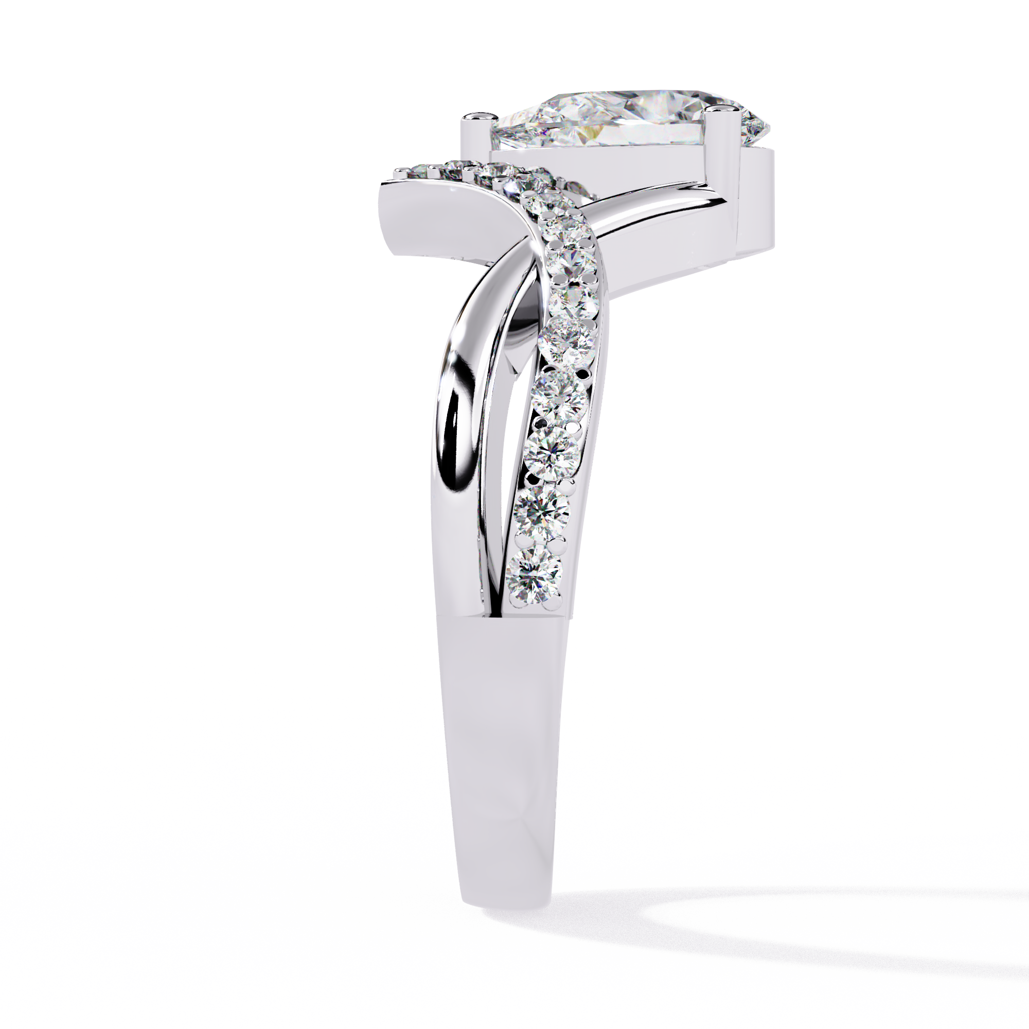 Unique V-Band Pear Shaped Diamond Ring