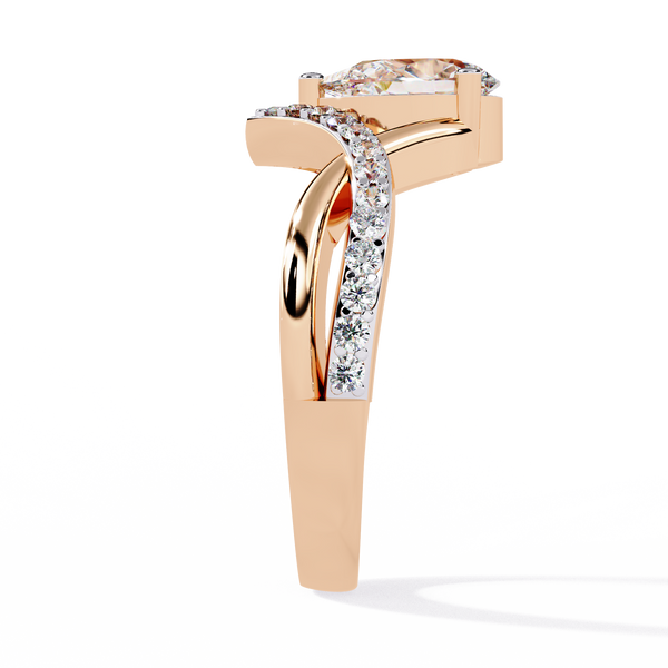 Pear-Cut Diamond Solitaire Ring with V-Band Setting