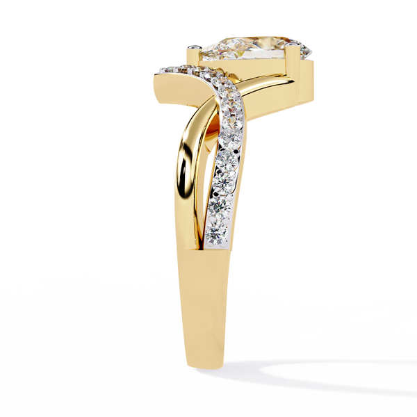 Pear-Cut Diamond Solitaire Ring with V-Band Setting