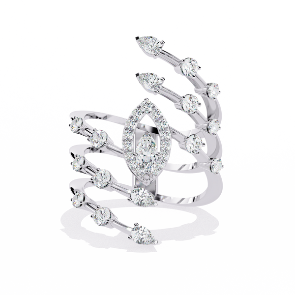 Spiral Diamond Cascade Ring