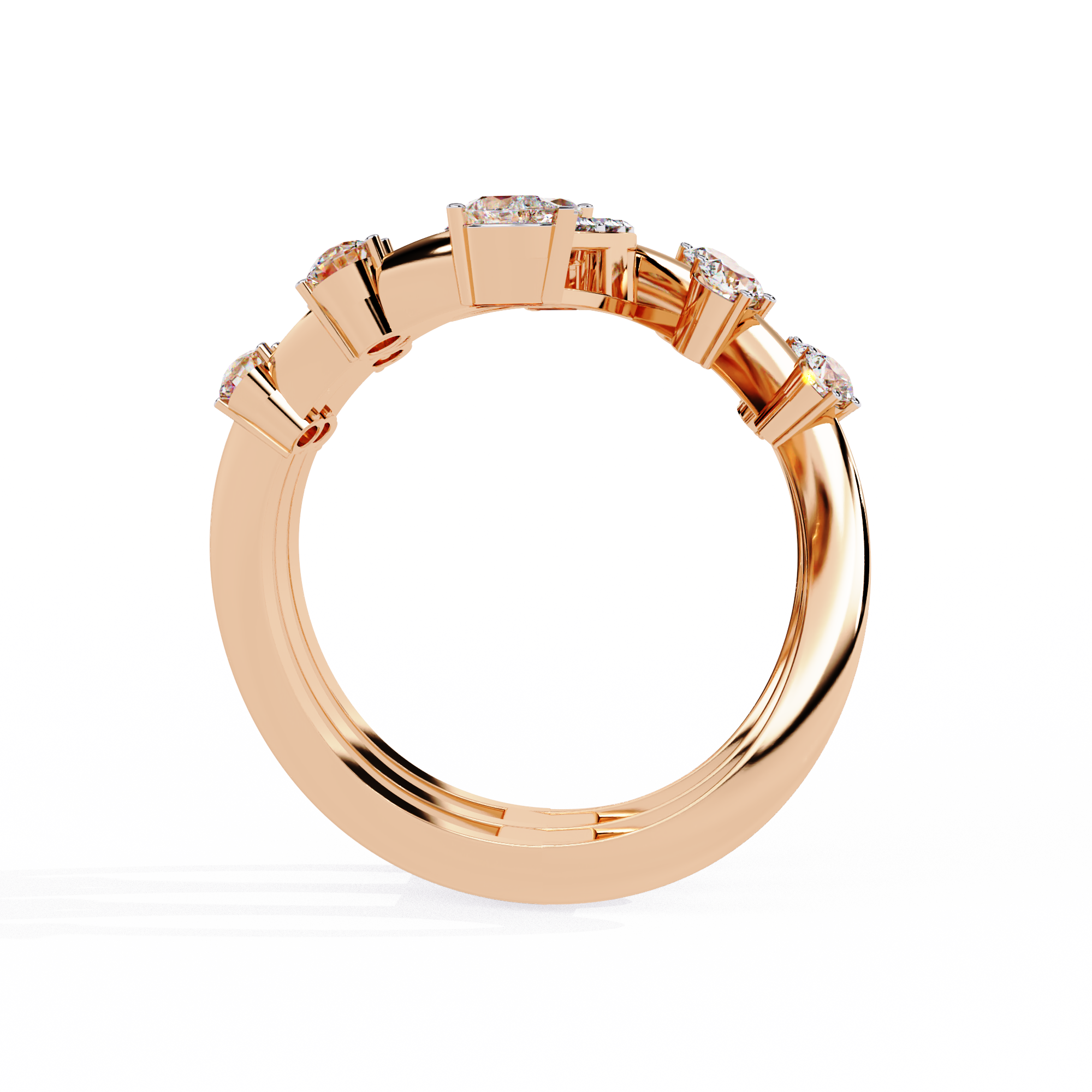 Spiral Diamond Cascade Ring