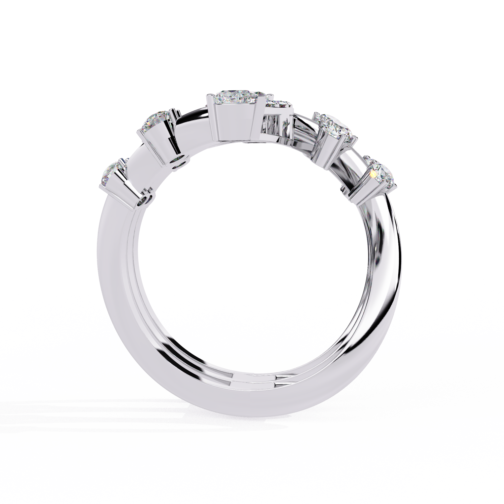 Spiral Diamond Cascade Ring