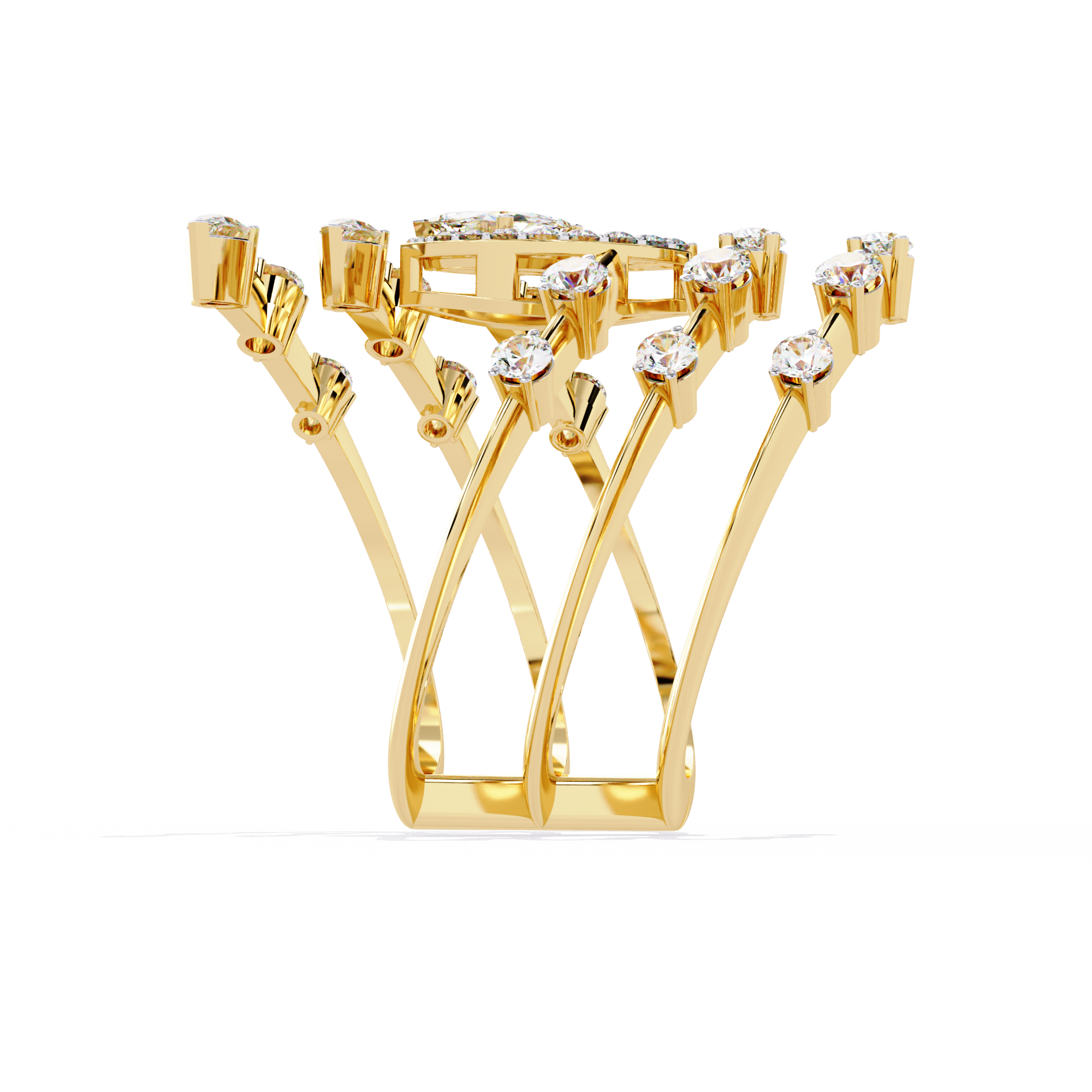 Spiral Diamond Cascade Ring