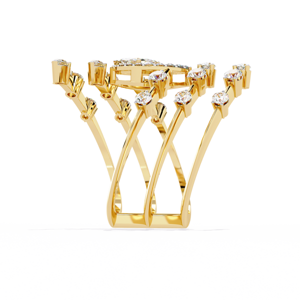 Spiral Diamond Cascade Ring