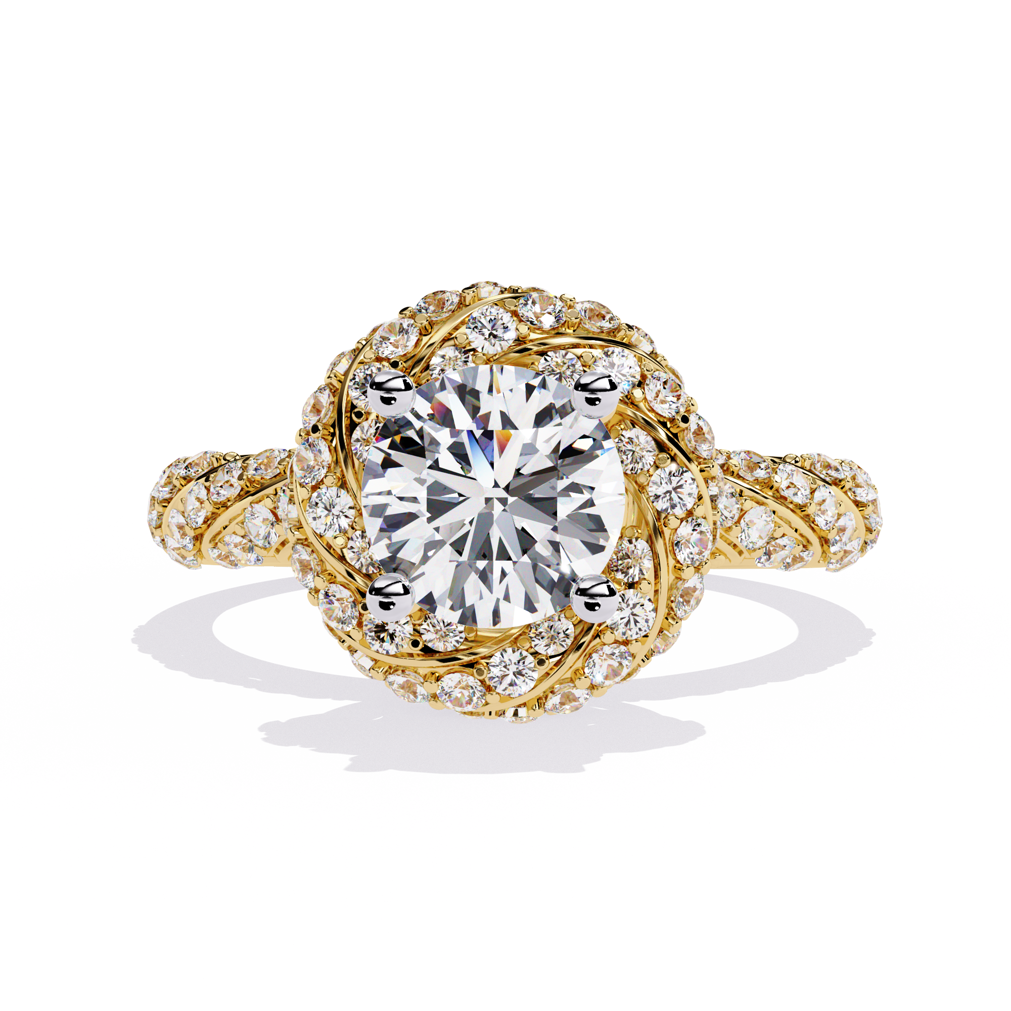 Gold Swirl Diamond Engagement Ring