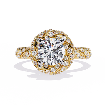 Gold Swirl Diamond Engagement Ring