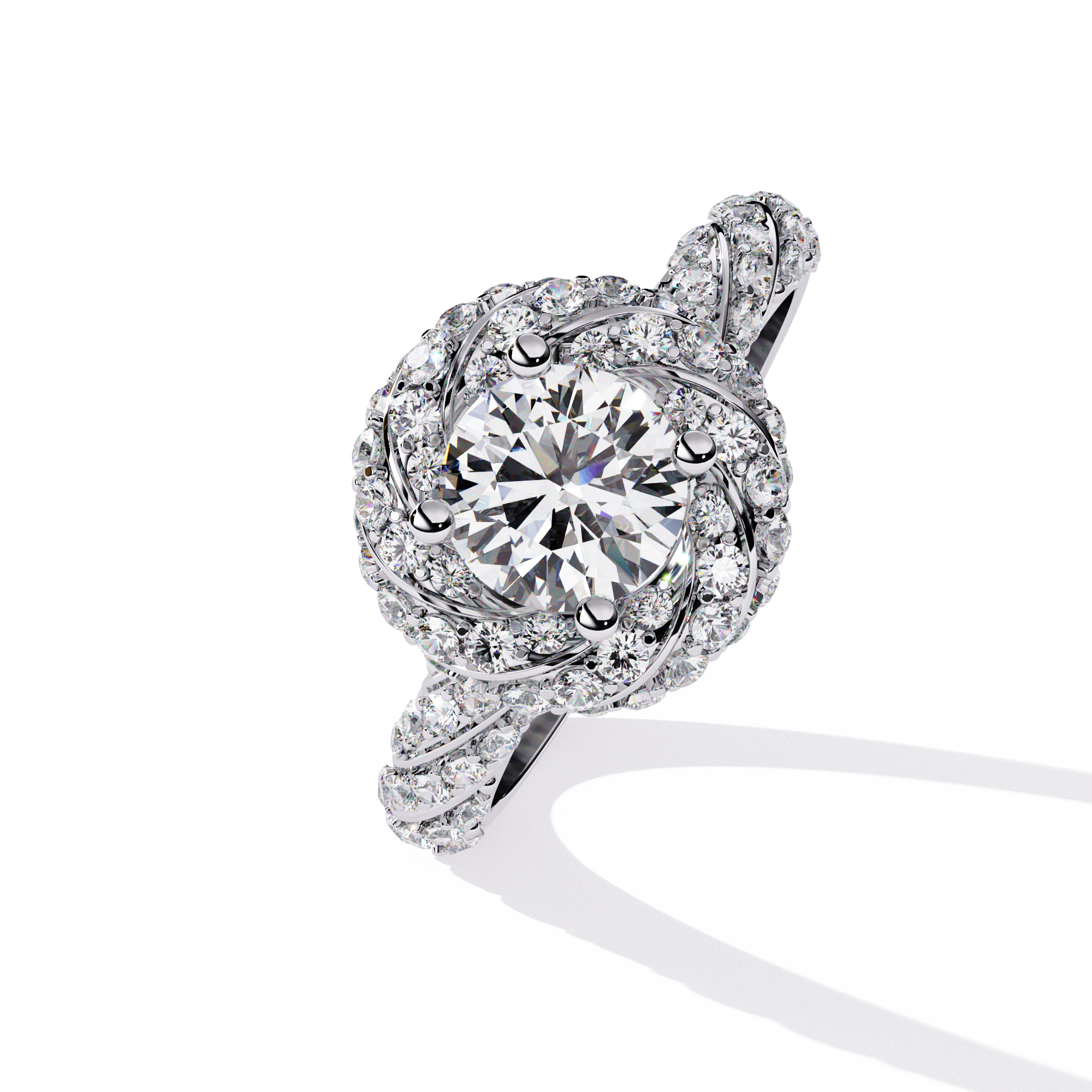 Gold Swirl Diamond Engagement Ring