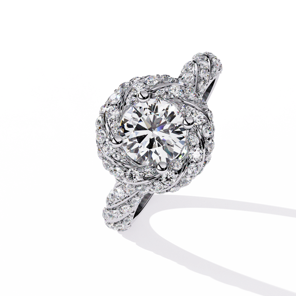 Gold Swirl Diamond Engagement Ring