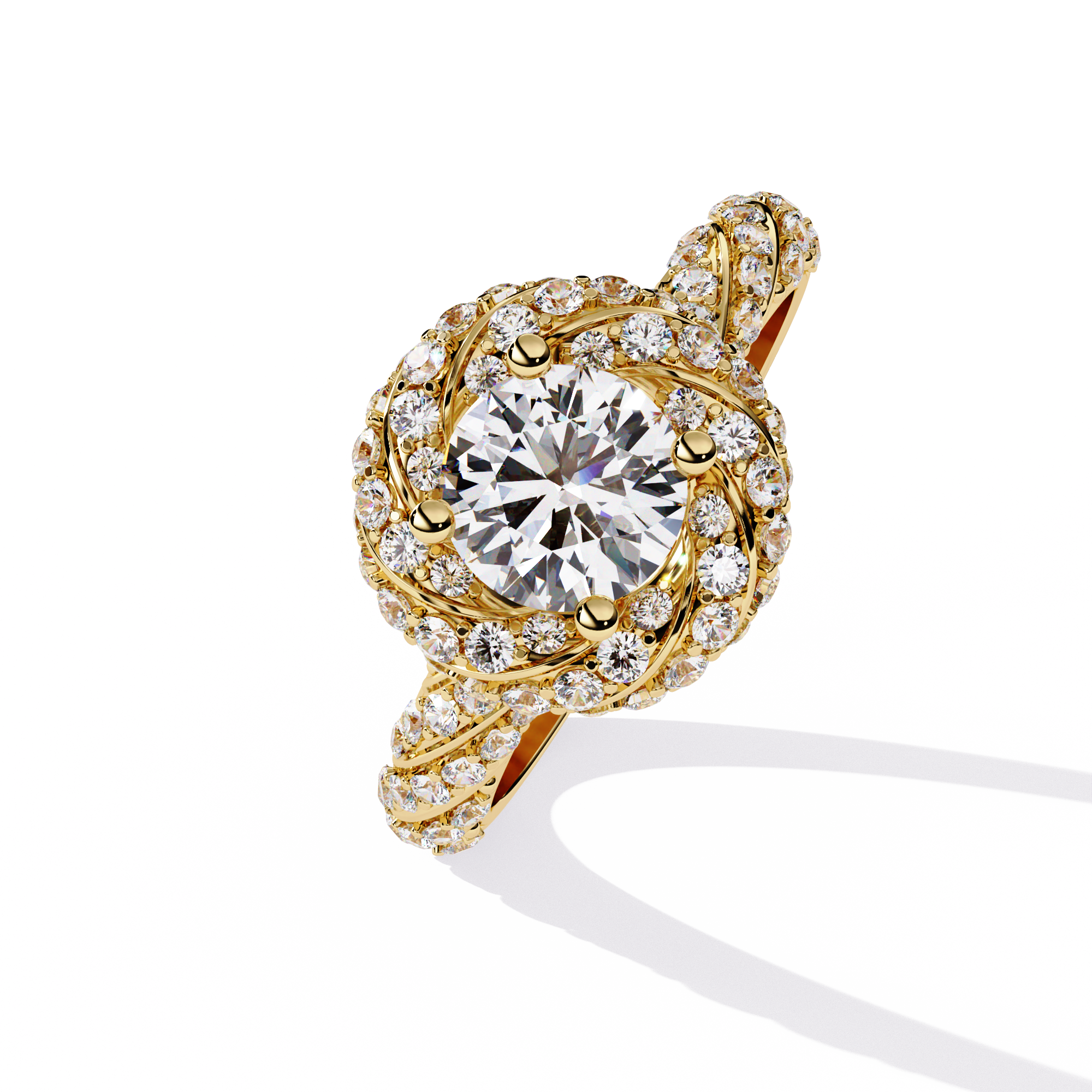 Gold Swirl Diamond Engagement Ring