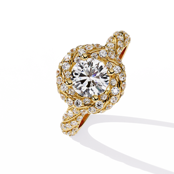 Gold Swirl Diamond Engagement Ring
