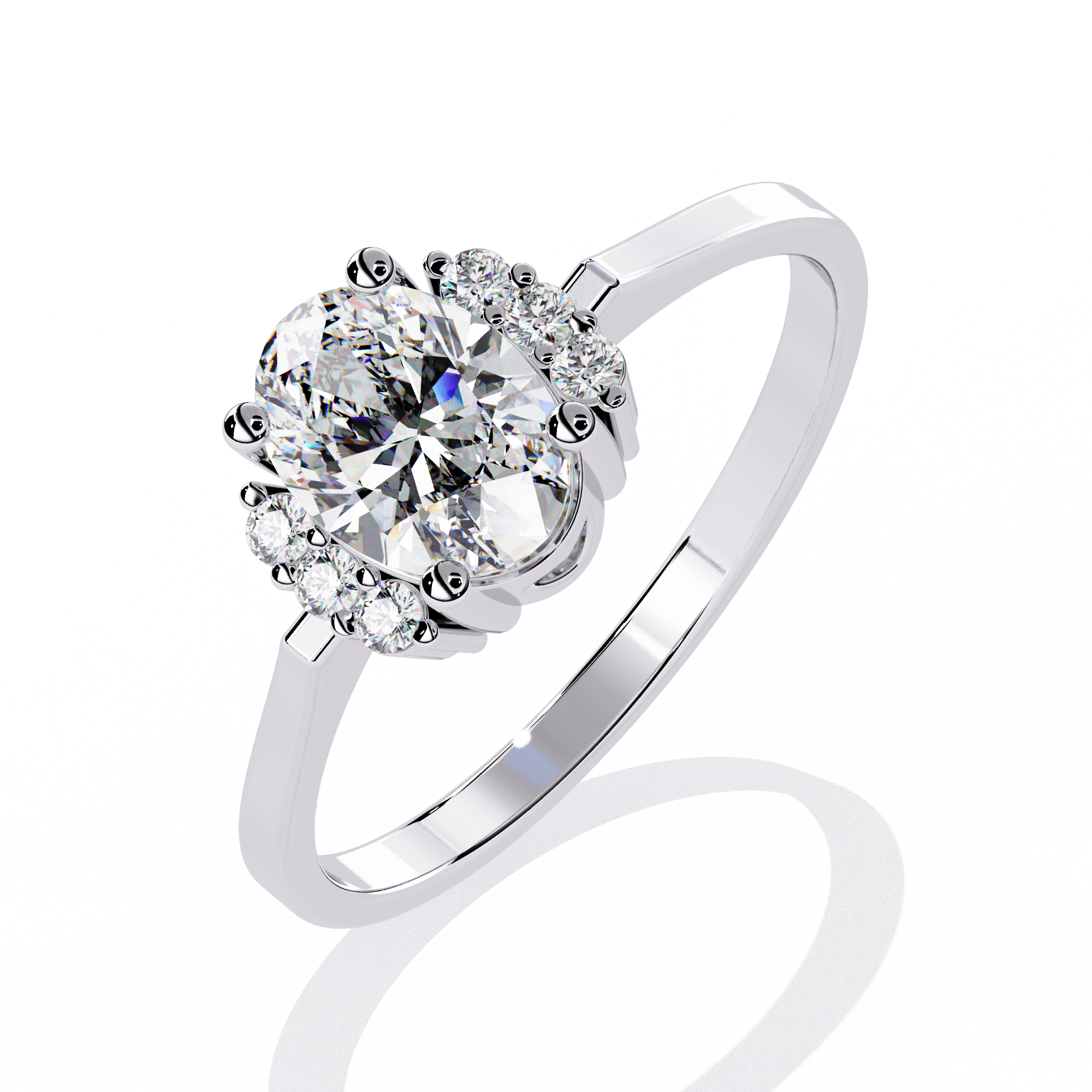 Vintage Inspired Oval Cut Diamond Ring