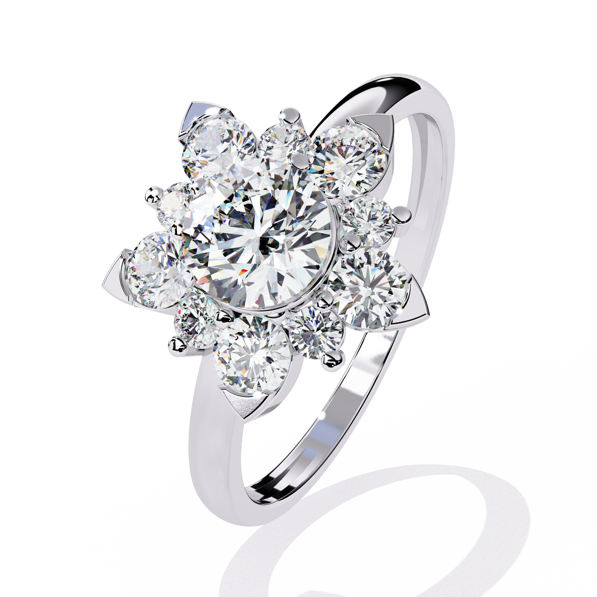 Elegant Floral Design Diamond Ring