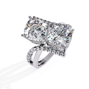 Double the Sparkle: Cushion Cut Diamond Bypass Ring