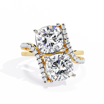 Double the Sparkle: Cushion Cut Lab Grown Diamond Bypass Ring