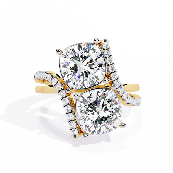 Double the Sparkle: Cushion Cut Diamond Bypass Ring