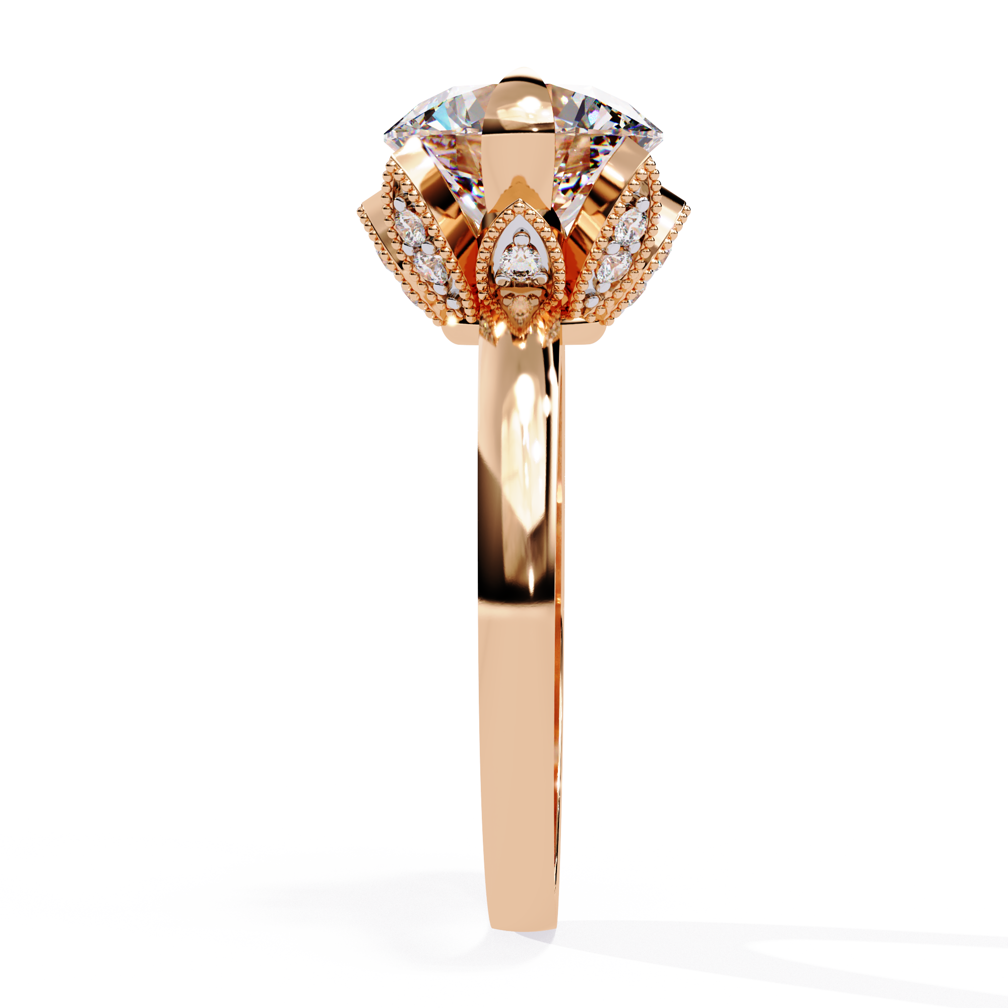Petal Halo Rose Gold Engagement Ring