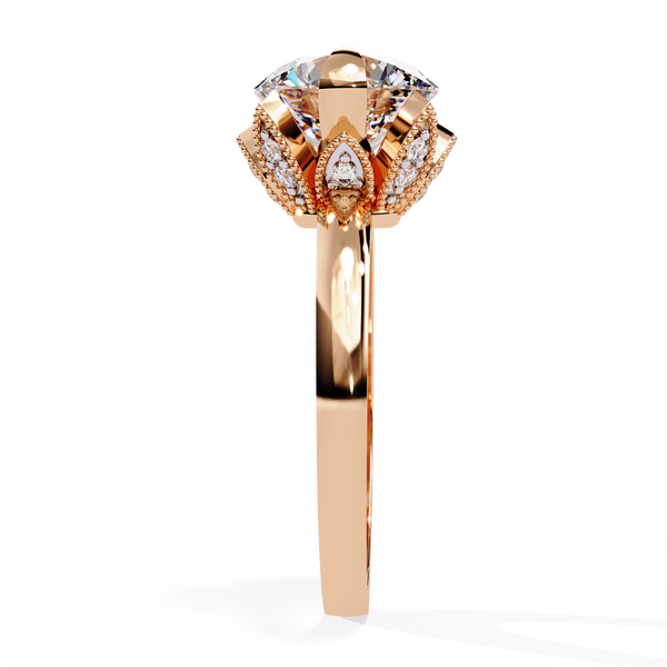 Petal Halo Rose Gold Engagement Ring
