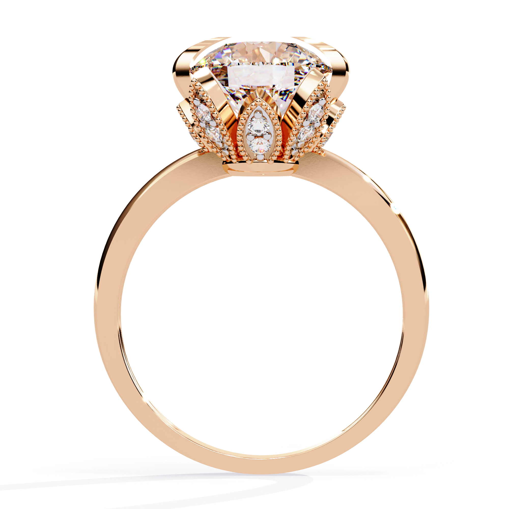 Petal Halo Rose Gold Engagement Ring