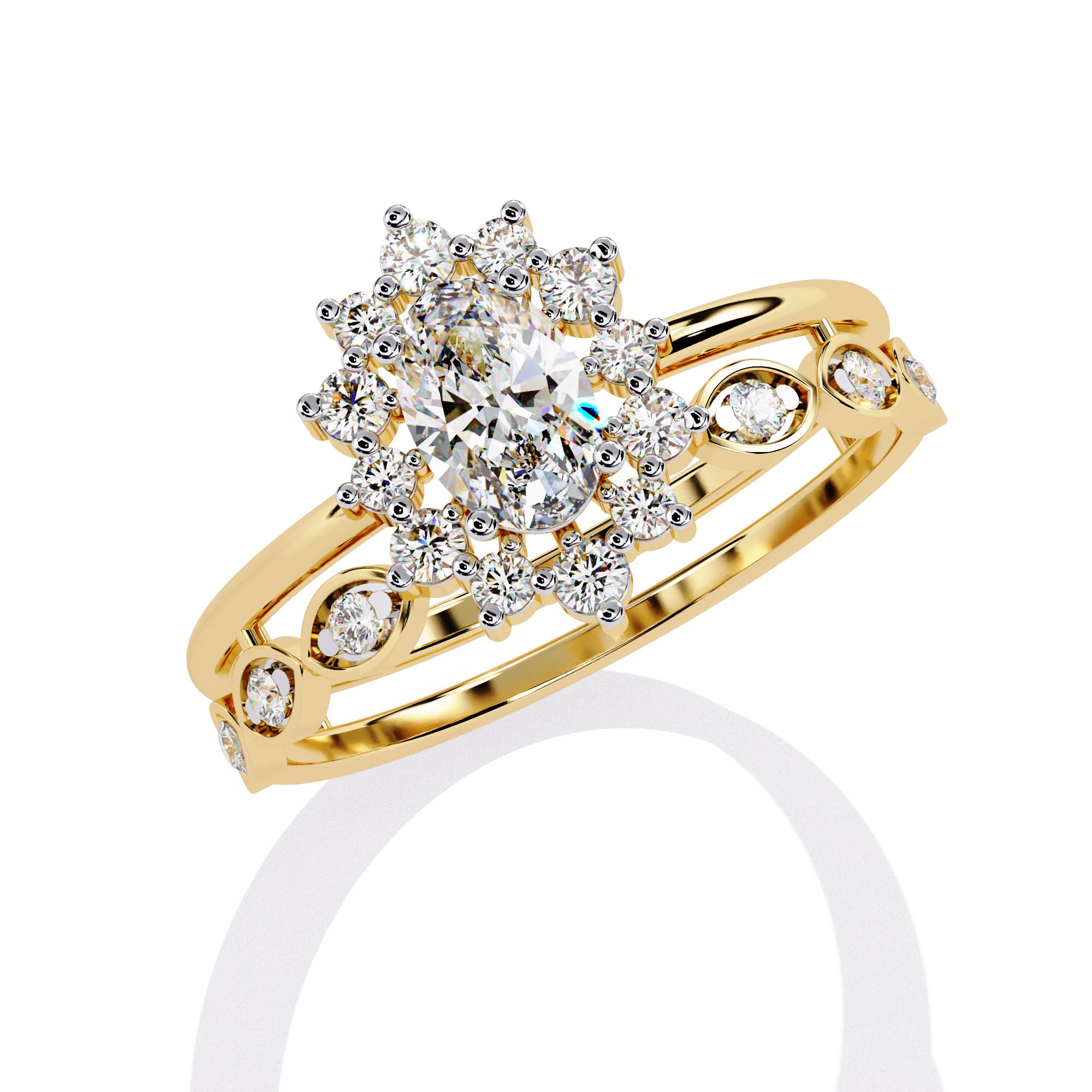 Dainty Oval Solitaire and Diamond Ring