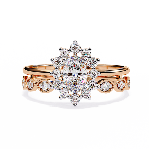 Dainty Oval Solitaire and Diamond Ring