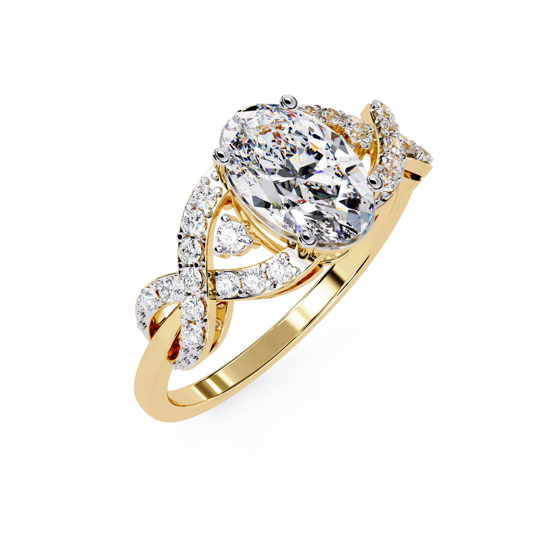 Classic Oval Diamond Engagement Ring with Twisted Shank