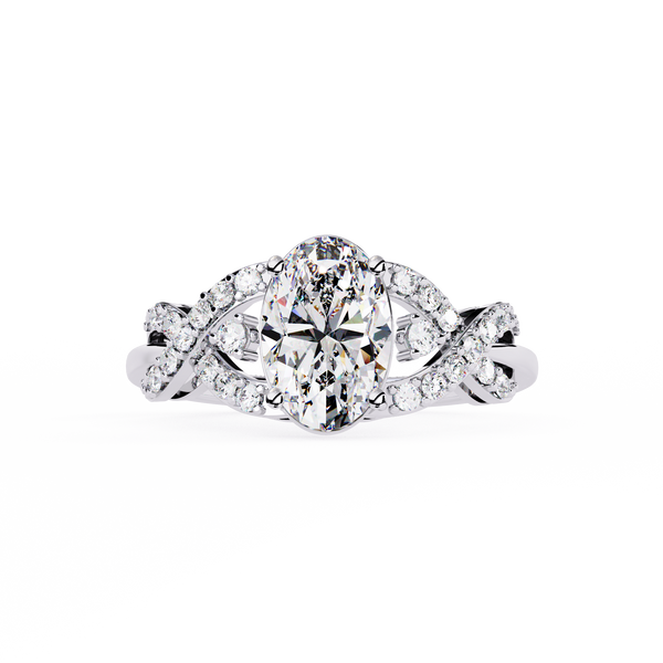 Classic Oval Diamond Engagement Ring with Twisted Shank