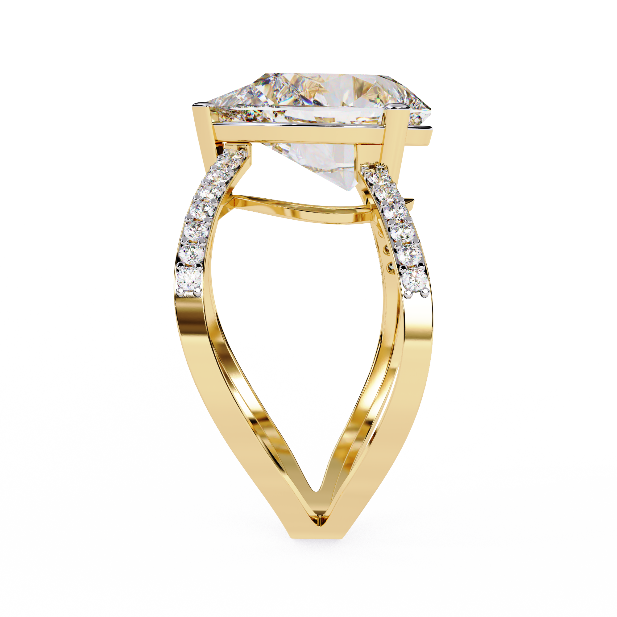 Pear-Shaped Diamond Crossover Ring