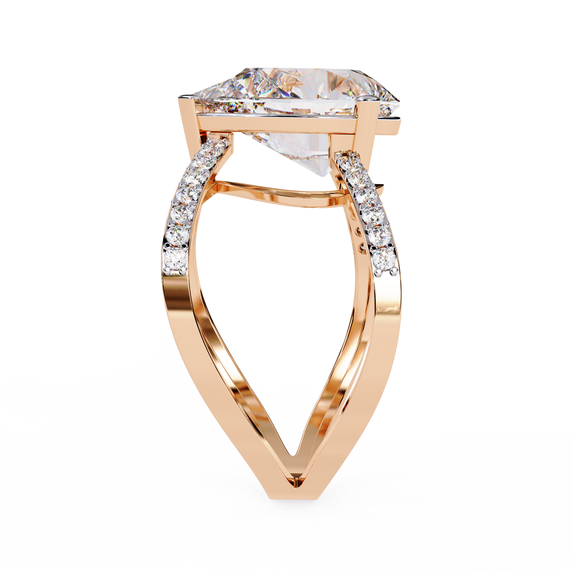 Pear-Shaped Diamond Crossover Ring