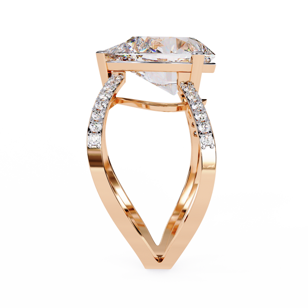 Pear-Shaped Diamond Crossover Ring
